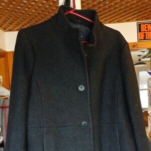 Lands' End Black Wool Blend Button Up Peacoat Jacket Women Size 16P